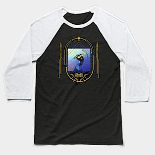 Art Deco Peacock - Vintage Stained Glass Baseball T-Shirt